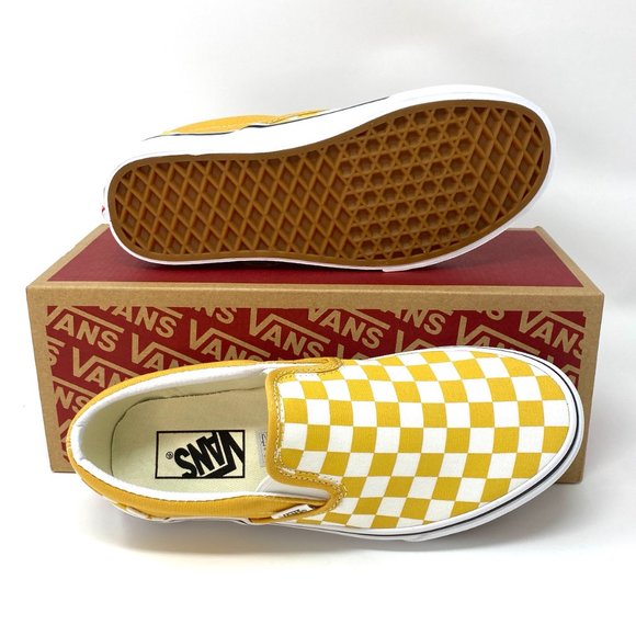 VANS Classic Slip-On Checkerboard Ochre Yellow Men's Sneakers Size VN0A38F7QCP - Picture 3 of 10